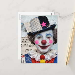 The clown mixed media postcard