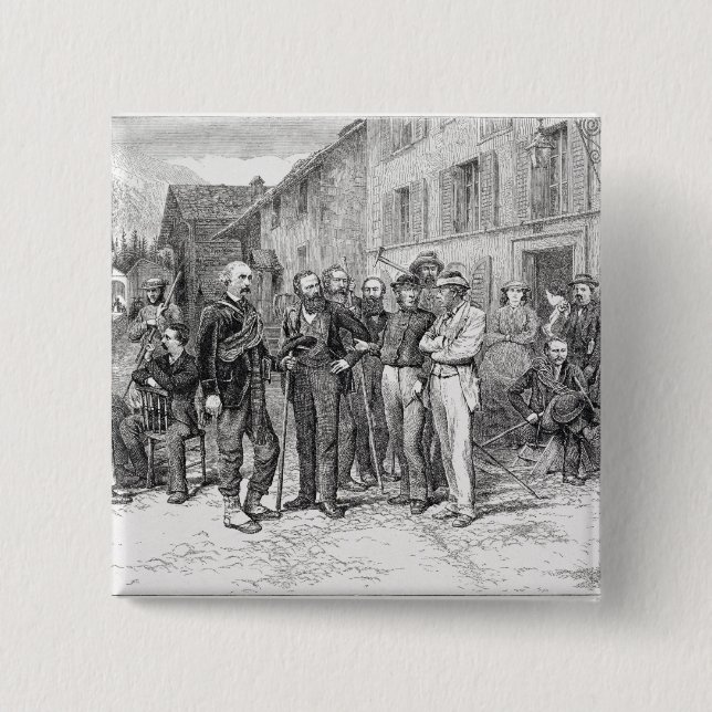 The Club Room of Zermatt in 1864, from 'The Ascent 15 Cm Square Badge (Front)