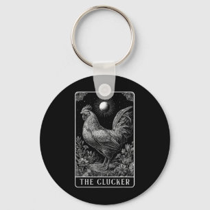 The Clucker Funny Chicken Farm Farmer Tarot Card  Key Ring