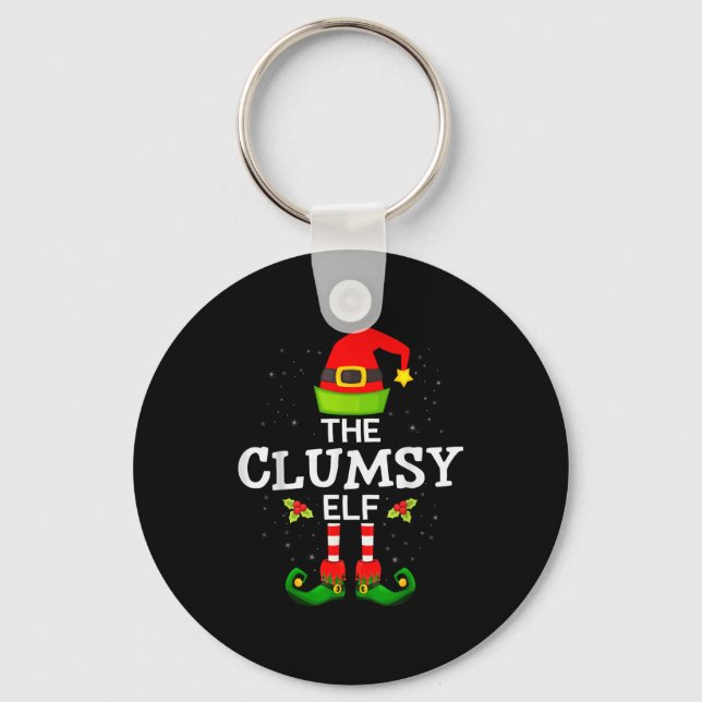 The Clumsy Elf Christmas Family Matching Pajama  Key Ring (Front)
