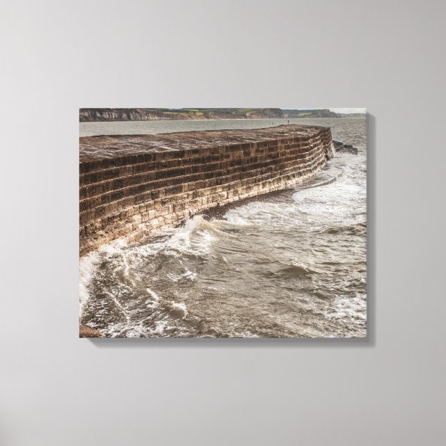 The Cobb seawall at Lyme Regis Canvas Print (Front)