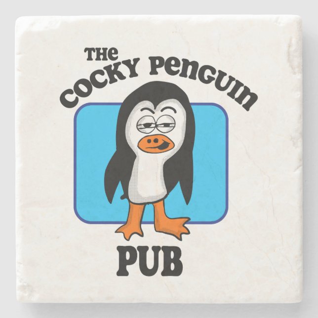 The Cocky Penguin Pub Stone Coaster (Front)