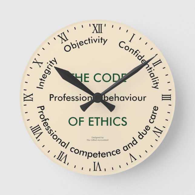 "The Code of Ethics - 5 Fundamental Principles" Round Clock (Front)