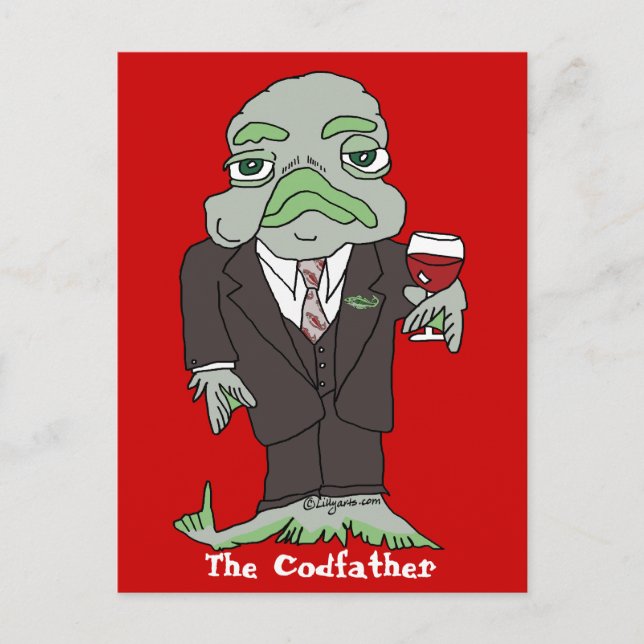 The Codfather Cartoon Fish Custom Postcard (Front)