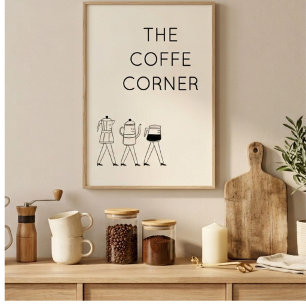 The Coffee Corner Poster   Minimalist Coffee Wall 