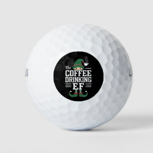 The Coffee Drinking Elf Family Matching Christmas Golf Balls
