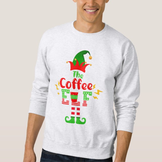 The Coffee Elf Christmas Family Matching Pajama Sweatshirt (Front)