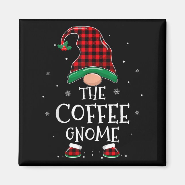 The Coffee Gnome Xmas Family Matching Plaid Christ Magnet (Front)