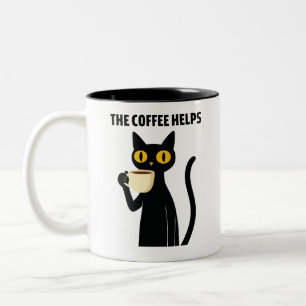 The Coffee Helps – Cute Black Cat Coffee Mug
