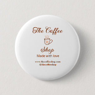The coffee shop and website social media business 6 cm round badge