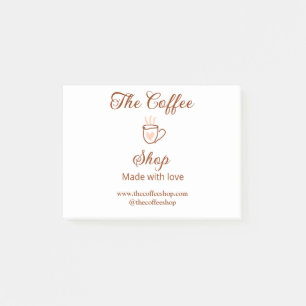 The coffee shop and website social media business post-it notes