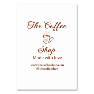 The coffee shop and website social media business table number