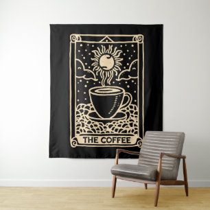 The coffee tarot card dark academia tapestry