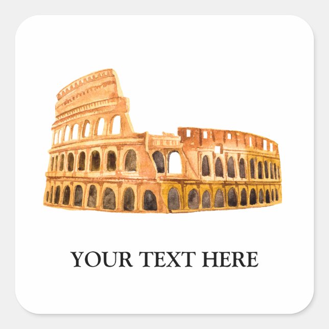 The Coliseum Rome, Italy Personalised Design Square Sticker (Front)