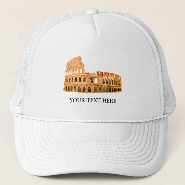 The Coliseum Rome, Italy Personalised Design Trucker Hat (Front)