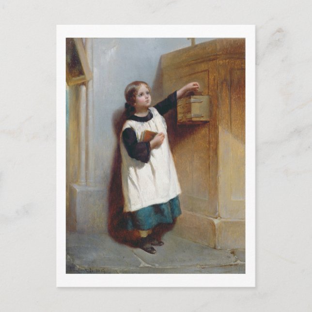 The Collection Box (oil on panel) Postcard (Front)
