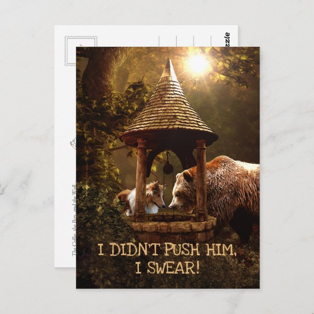 The Collie, the Boy, and the Well - Funny Postcard (Front/Back)