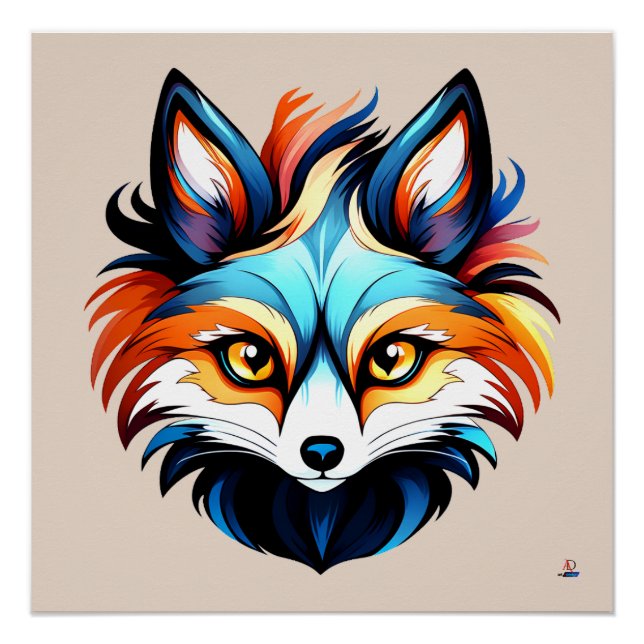 The Colored Fox - Head Portrait Poster (Front)