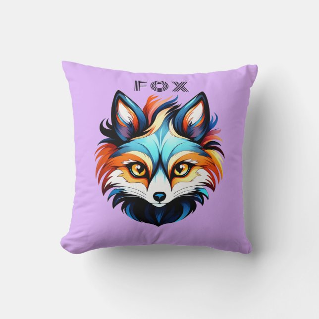 The Colorful Fox - Head Portrait Cushion (Front)