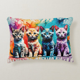 The Colorful Quartet: Paws and Paint! Decorative Cushion