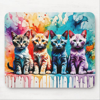 The Colorful Quartet: Paws and Paint! Mouse Pad
