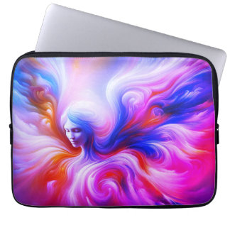 The Colorful Wispy Angel on Front of a   Laptop Sleeve