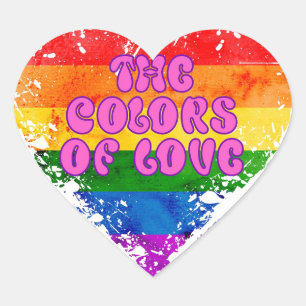 The Colors of Love Gay Pride LGBTQ Rainbow Heart Heart Sticker