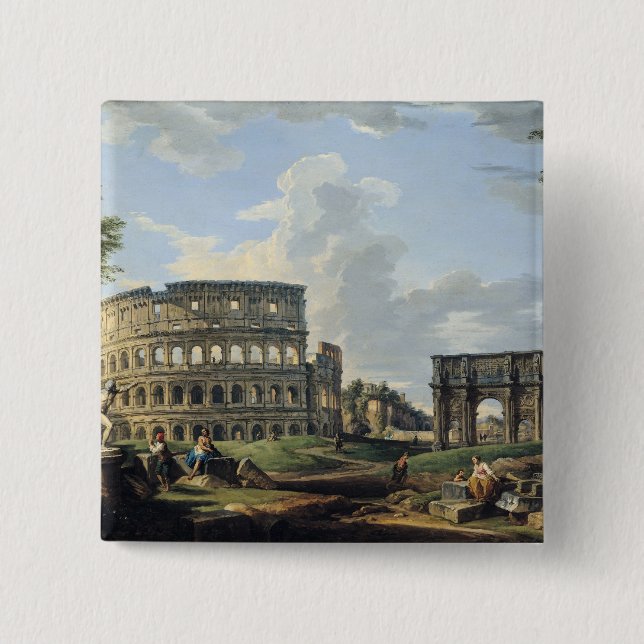 The Colosseum and the Arch of Constantine 15 Cm Square Badge (Front)