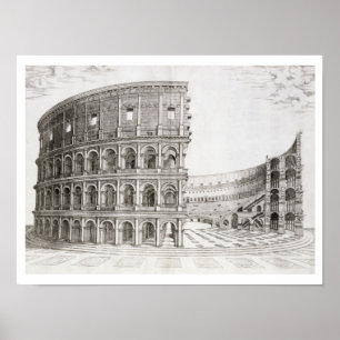 The Colosseum, built in AD 80 (engraving) Poster