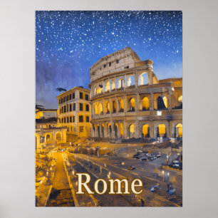 The Colosseum in Rome at Night Poster