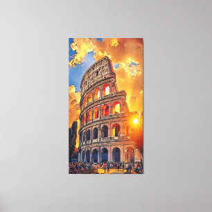 The Colosseum Painting at Sunset Rome, Italy  Canvas Print
