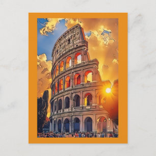 The Colosseum Painting at Sunset Rome, Italy Holiday Postcard