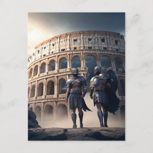 The Colosseum Rome Italy with Gladiators  Postcard