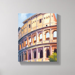 The Colosseum Rome Watercolor Travel  Canvas Print