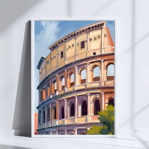 The Colosseum Rome Watercolor Travel  Poster