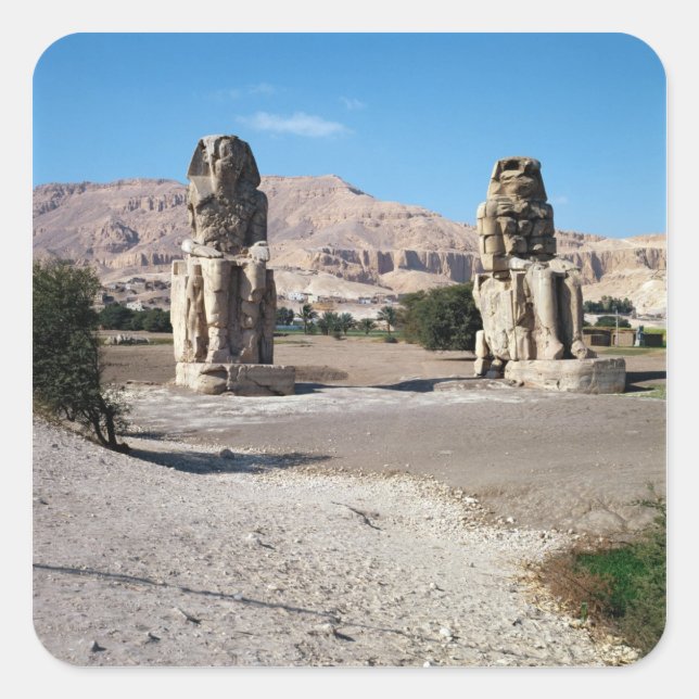 The Colossi of Memnon, statues of Amenhotep Square Sticker (Front)