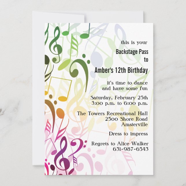 The Colour of Music Invitation (Front)