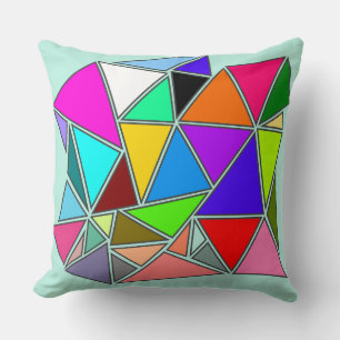 The Colour Palette of Triangles in Mint Background Cushion