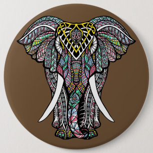 The colourful elephant 6 cm round badge