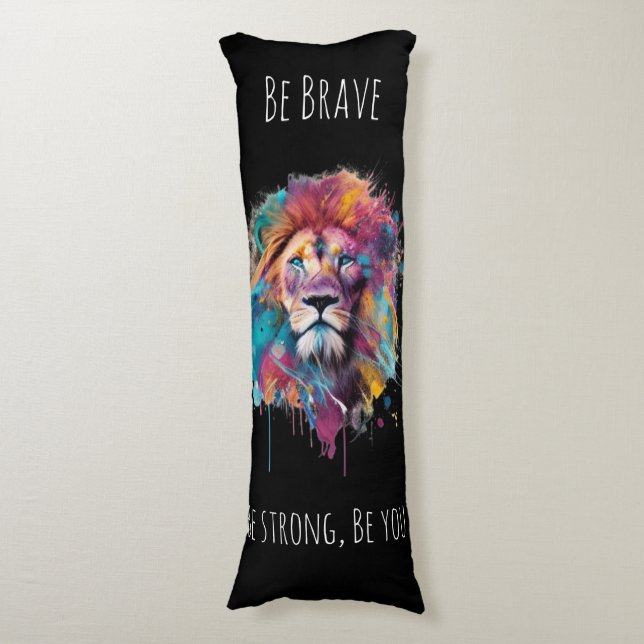 The Colourful Lion Sherpa Blanket Body Cushion (Front Vertical)
