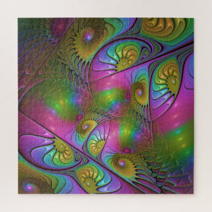 The Colourful Luminous Modern Abstract Fractal Art Jigsaw Puzzle