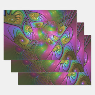 The Colourful Luminous Modern Abstract Fractal Art Wrapping Paper Sheet