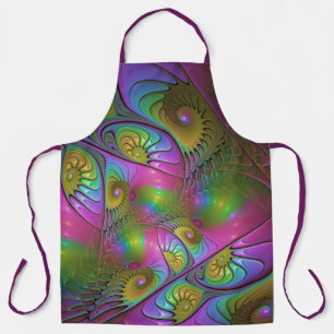 The Colourful Luminous Trippy Abstract Fractal Art Apron