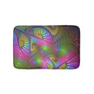 The Colourful Luminous Trippy Abstract Fractal Art Bath Mat