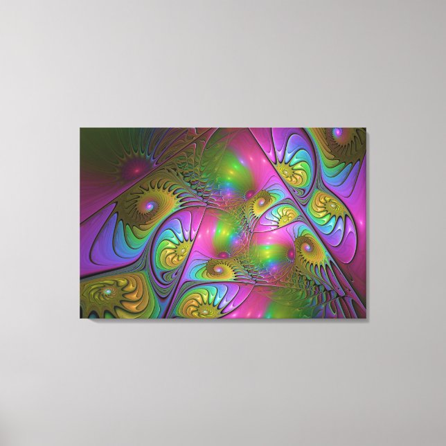 The Colourful Luminous Trippy Abstract Fractal Art Canvas Print (Front)
