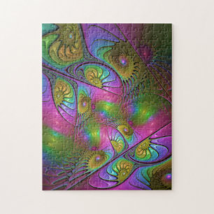 The Colourful Luminous Trippy Abstract Fractal Art Jigsaw Puzzle