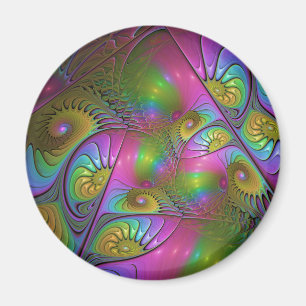 The Colourful Luminous Trippy Abstract Fractal Art Magnet