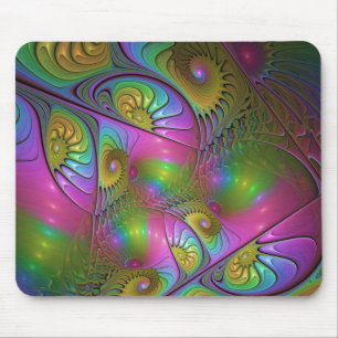 The Colourful Luminous Trippy Abstract Fractal Art Mouse Pad