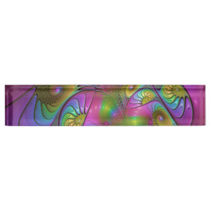 The Colourful Luminous Trippy Abstract Fractal Art Nameplate