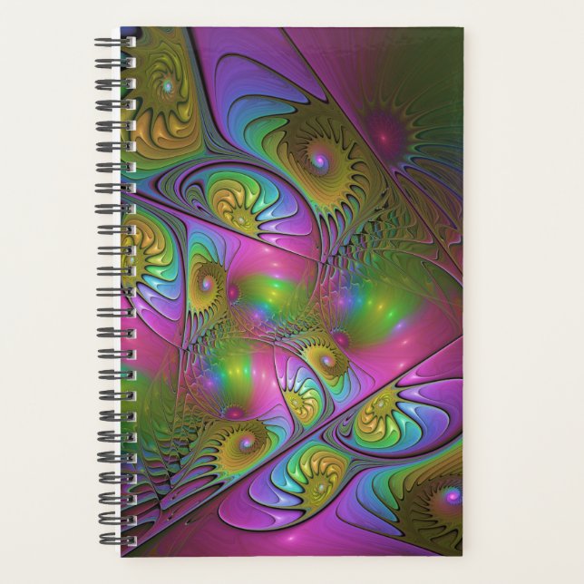 The Colourful Luminous Trippy Abstract Fractal Art Planner (Front)